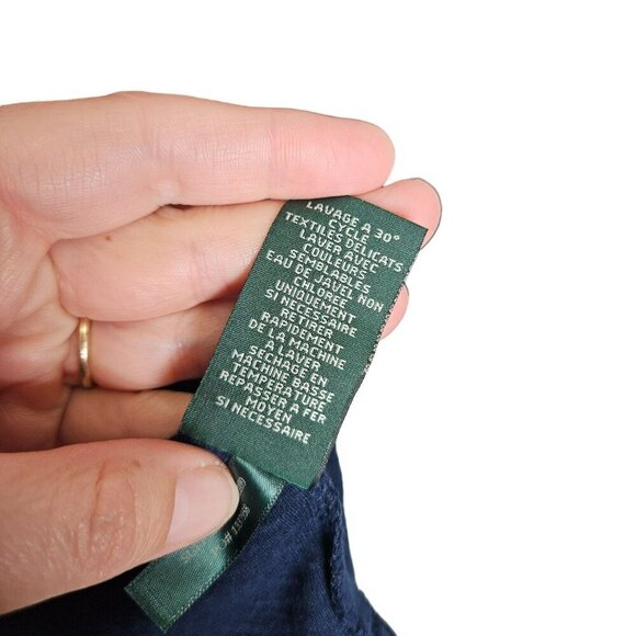 Lauren Jeans Co. Ralph Lauren Navy‎ Pink Striped Button Shoulder Sweater Top L - Picture 4 of 8